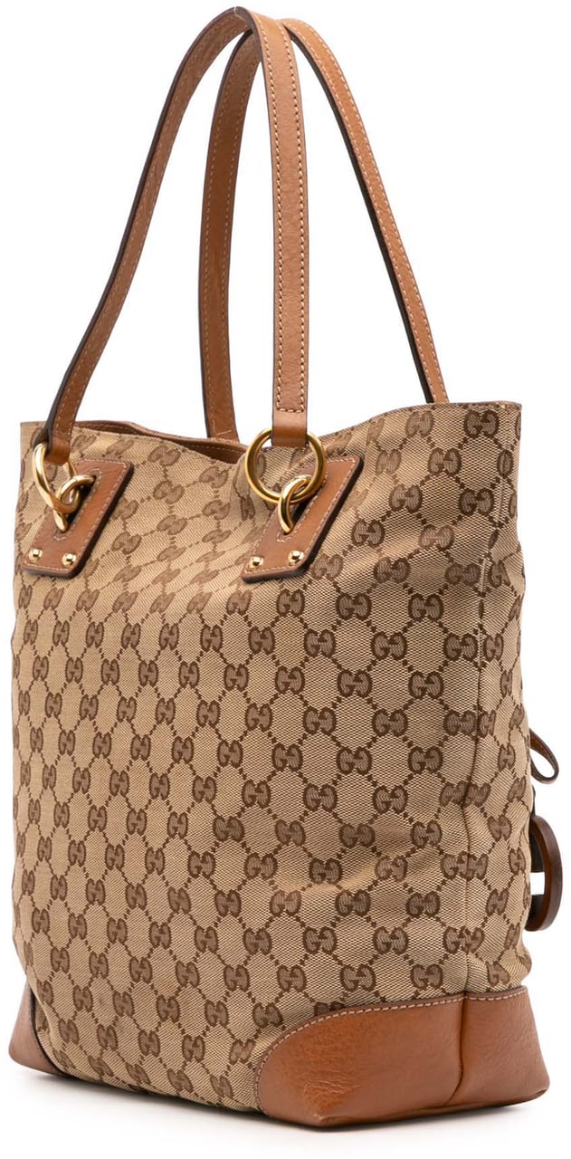 Gucci GG Canvas GG Charm Tote Bruin