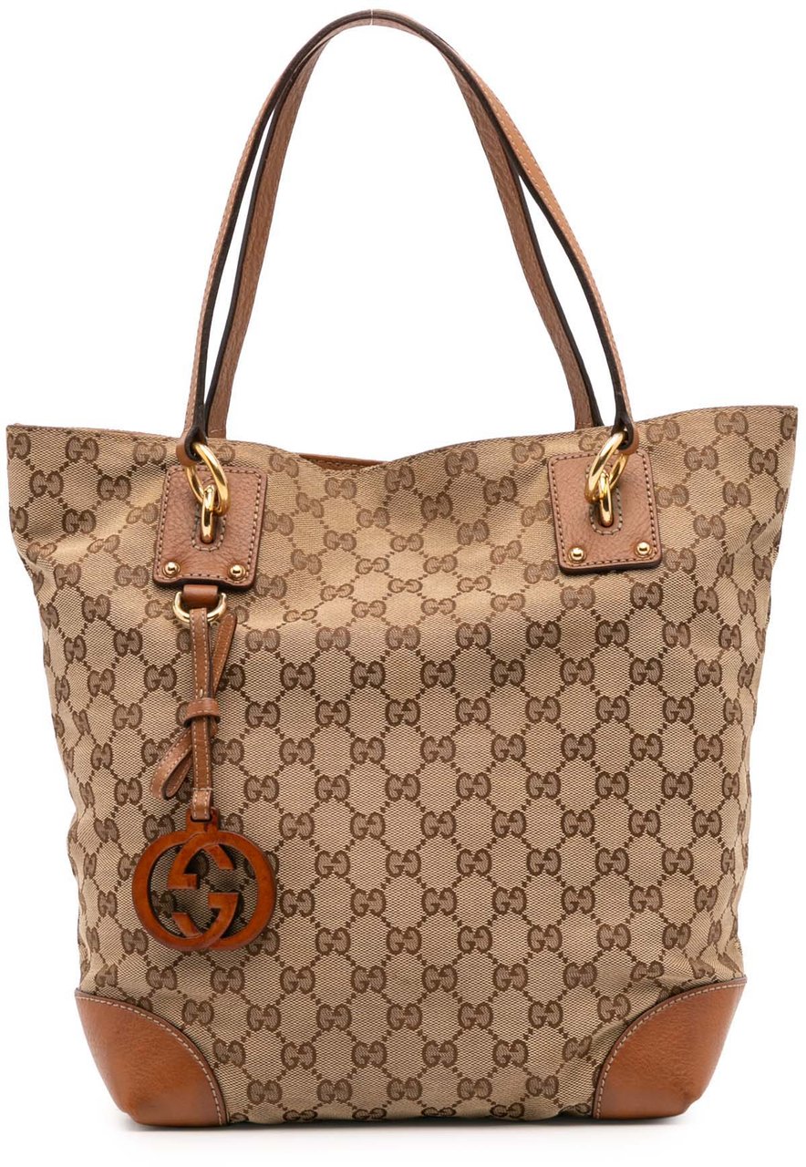 Gucci GG Canvas GG Charm Tote Bruin