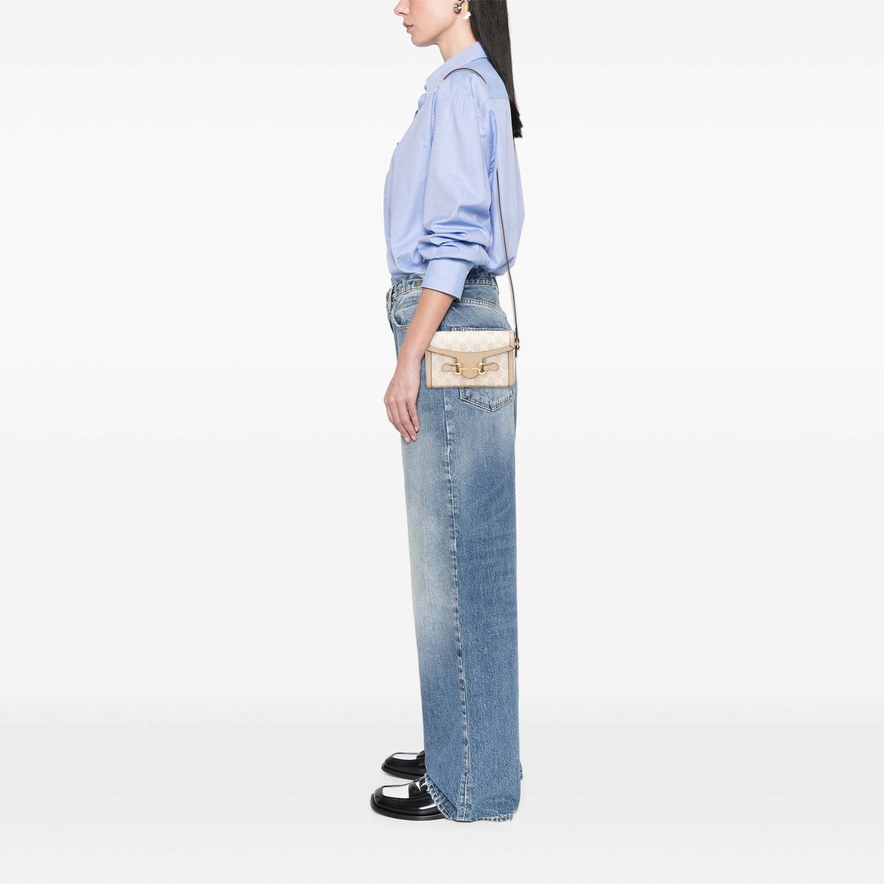 Gucci Mini GG Supreme Horsebit 1955 Crossbody Bruin