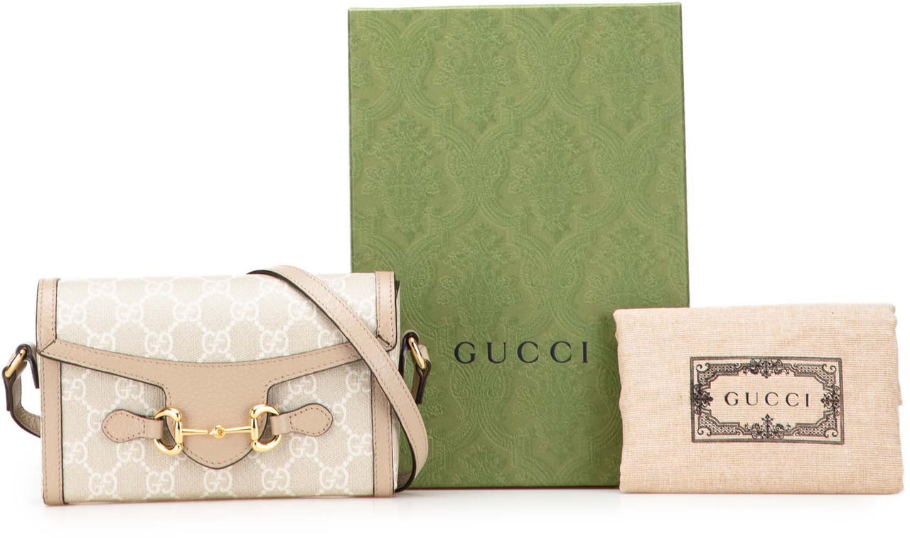 Gucci Mini GG Supreme Horsebit 1955 Crossbody Bruin