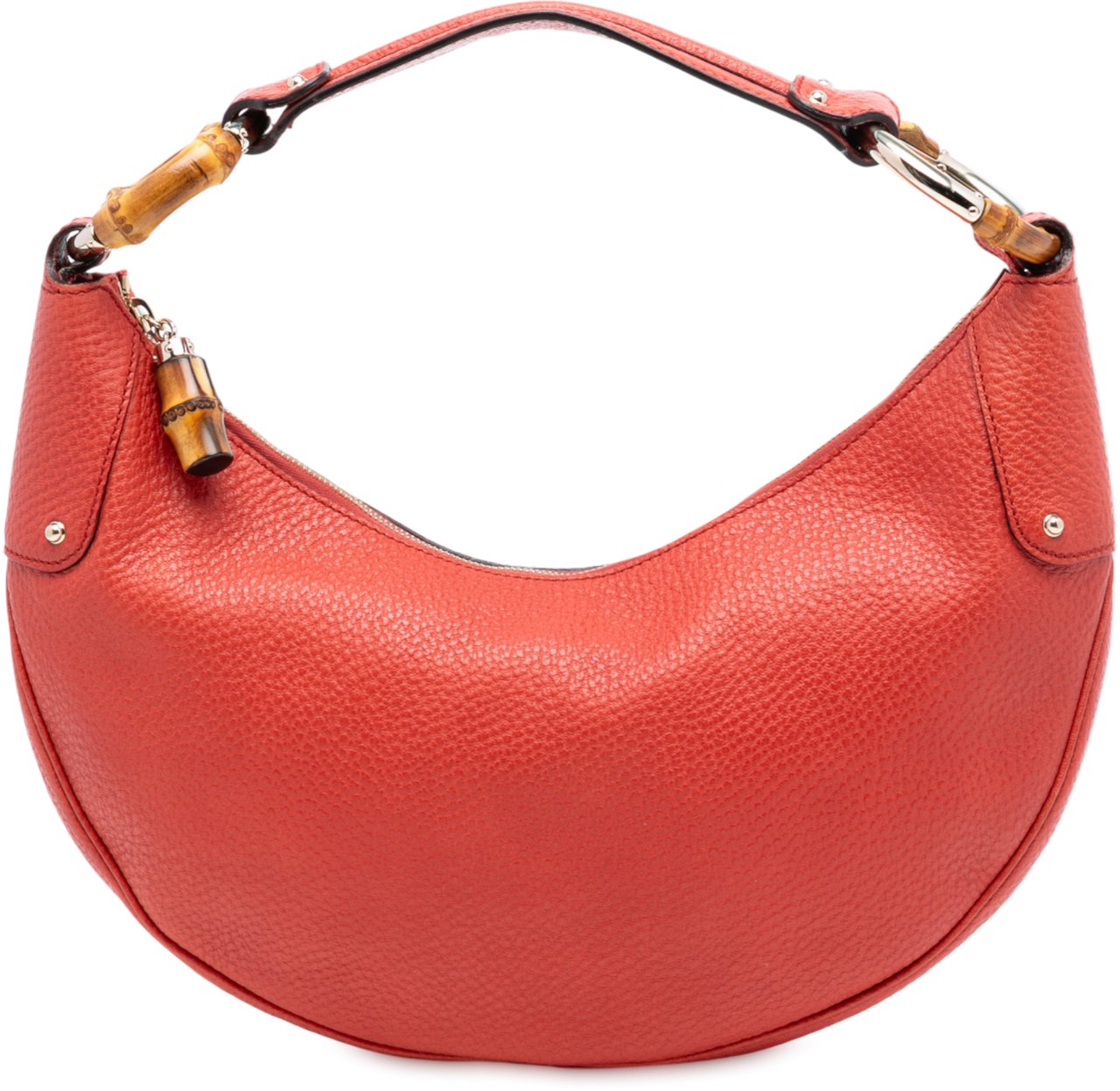 Gucci Pebbled Calfskin Bamboo Ring Hobo Rood