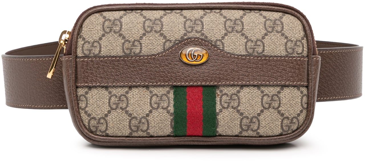 Gucci Small GG Supreme Web Ophidia Belt Bag Bruin