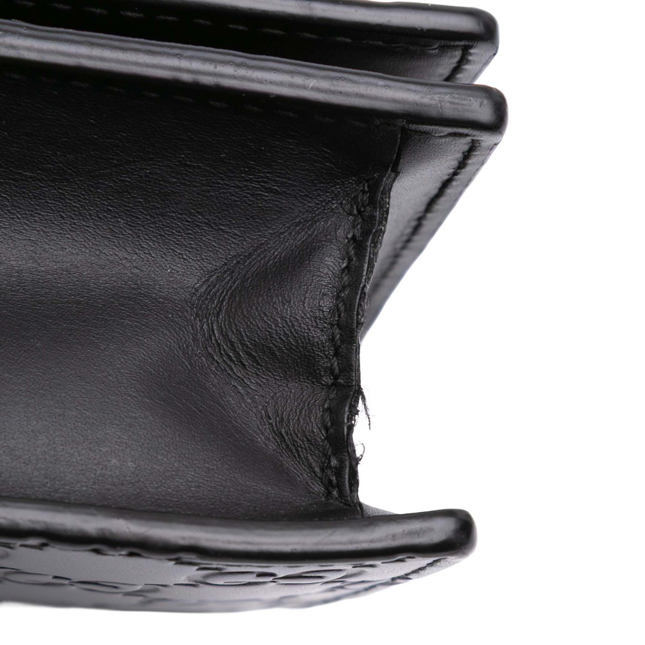 Gucci Mini Guccissima Bow Signature Wallet On Chain Zwart