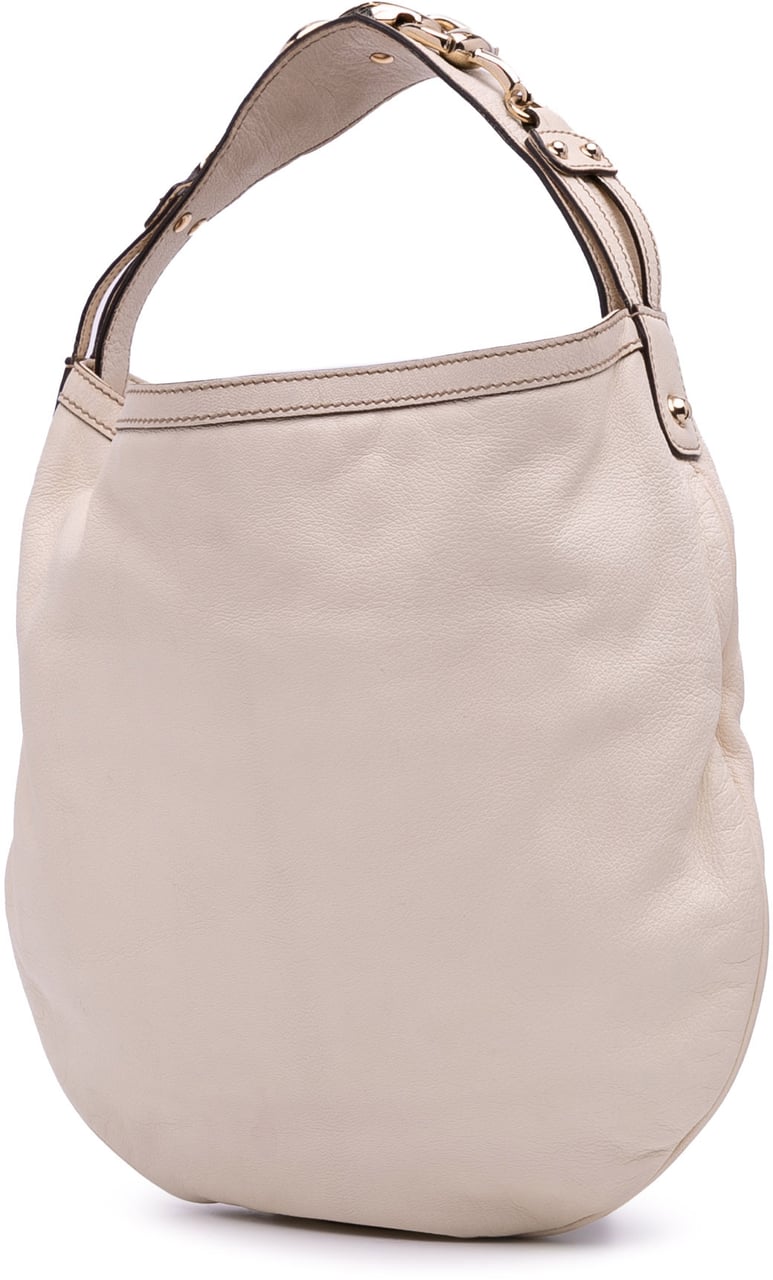Gucci Leather Horsebit Hobo Bag Wit
