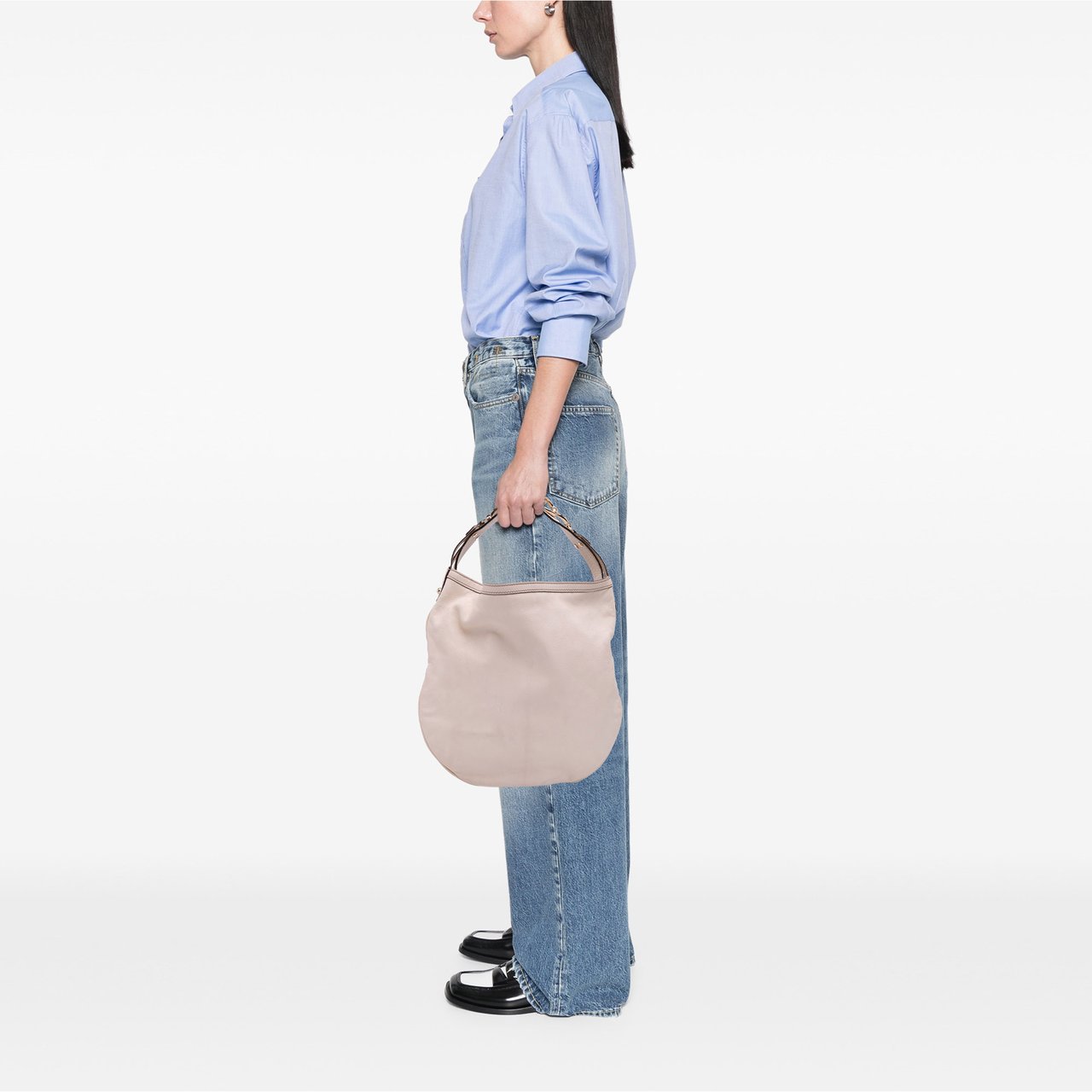 Gucci Leather Horsebit Hobo Bag Wit
