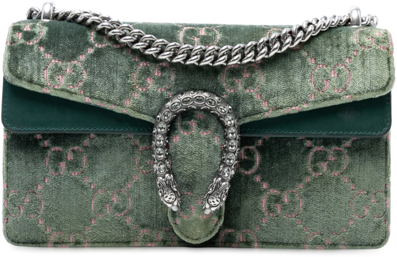 Gucci Medium GG Velvet Dionysus Crossbody Groen
