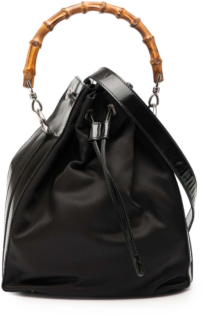 Gucci Nylon Bamboo Bucket Bag Zwart