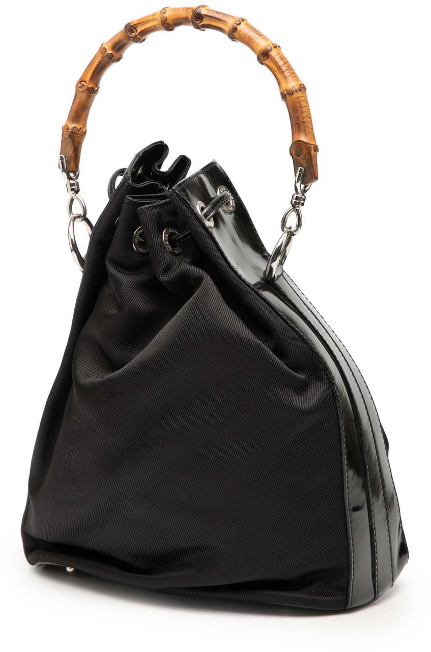 Gucci Nylon Bamboo Bucket Bag Zwart