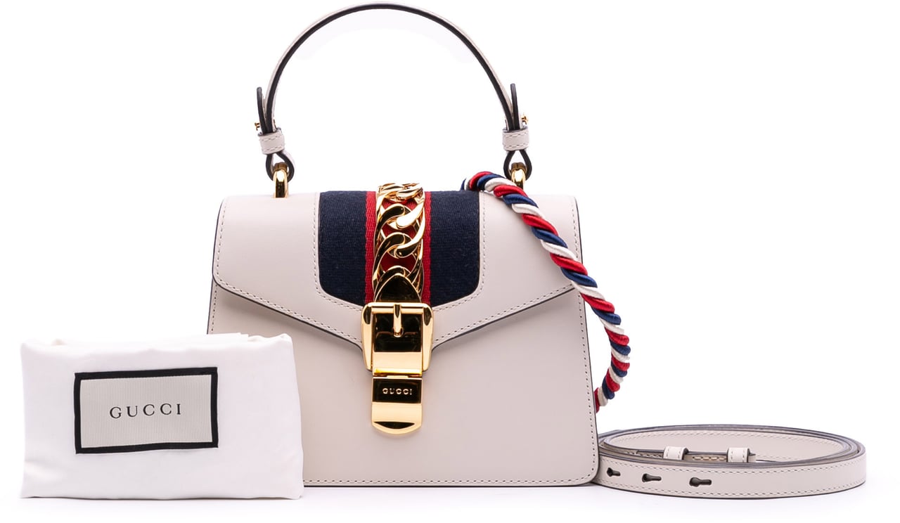 Gucci Mini Calfskin Sylvie Satchel Wit