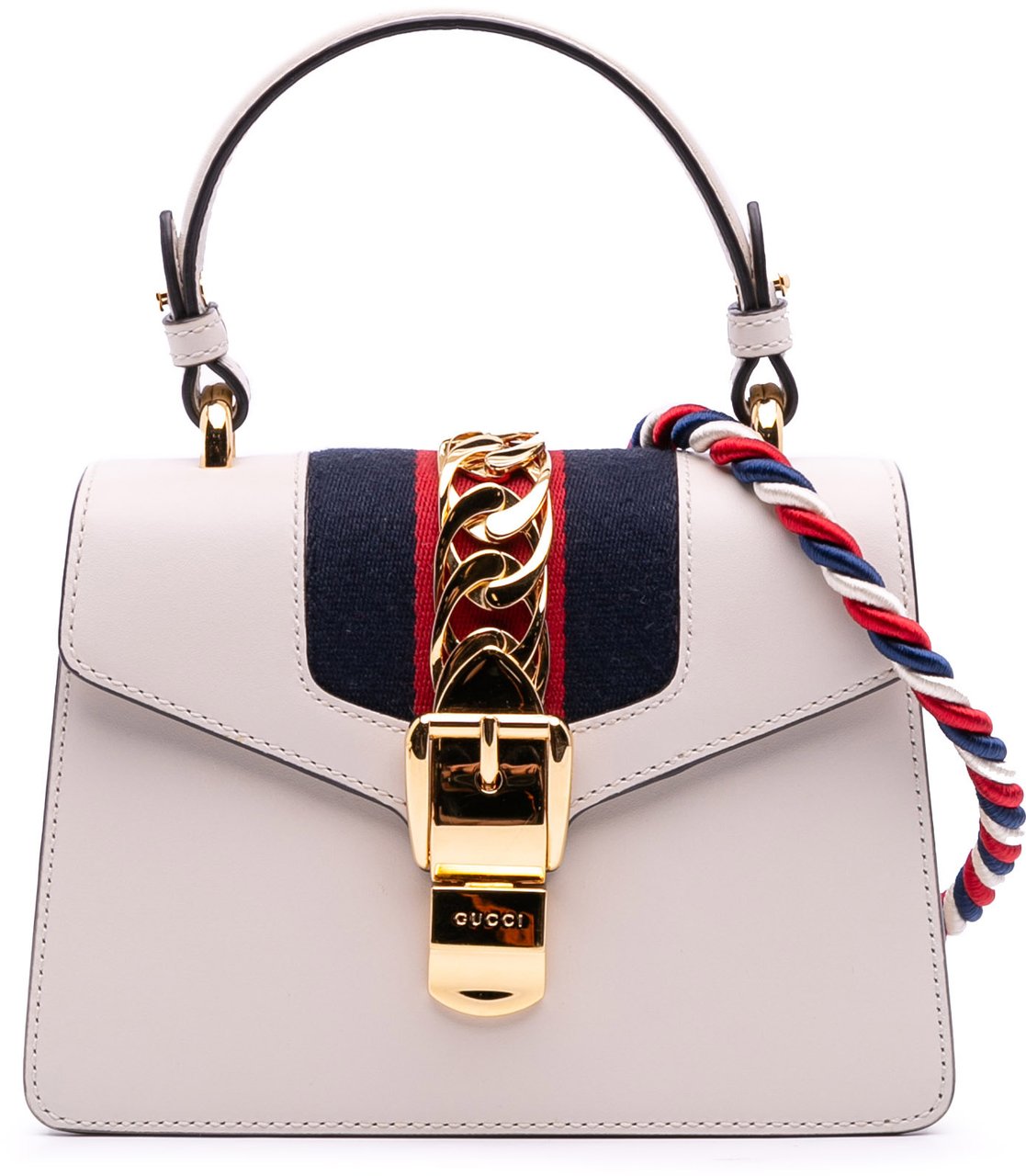 Gucci Mini Calfskin Sylvie Satchel Wit