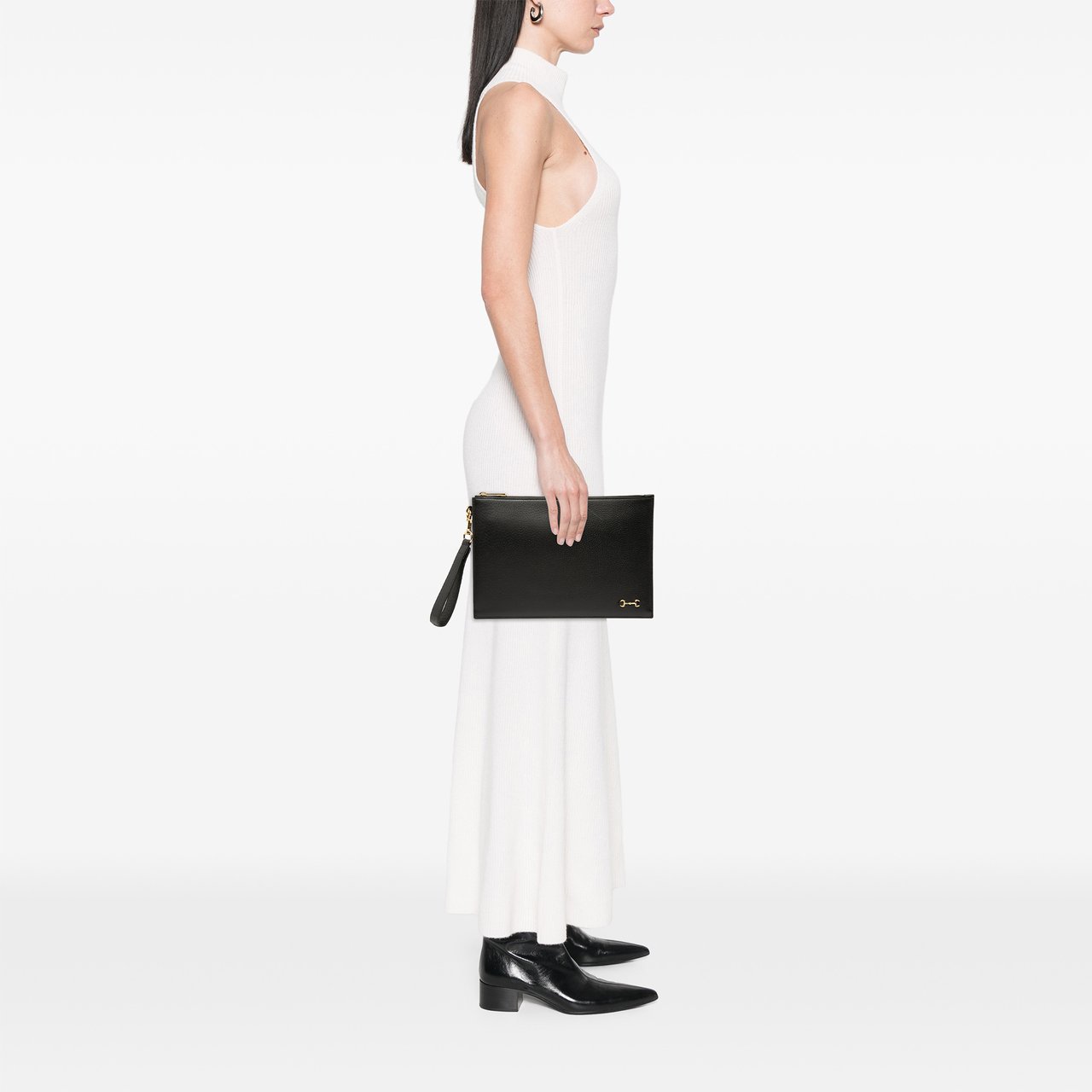 Gucci Leather Horsebit 1955 Zip Clutch Zwart