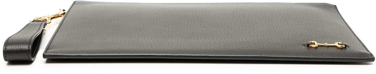 Gucci Leather Horsebit 1955 Zip Clutch Zwart