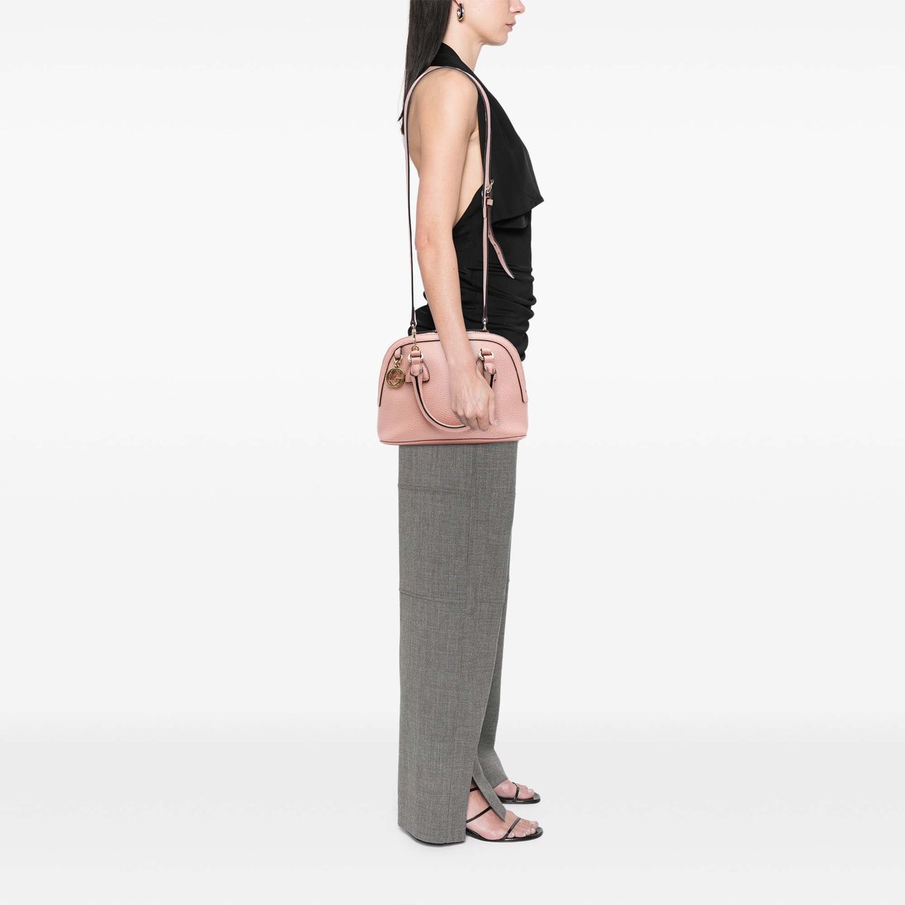 Gucci Mini Leather GG Charm Dome Satchel Roze