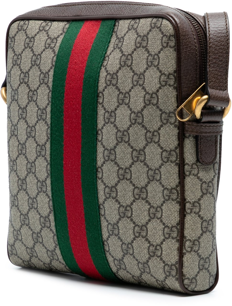 Gucci Small GG Supreme Web Ophidia Messenger Bag Bruin
