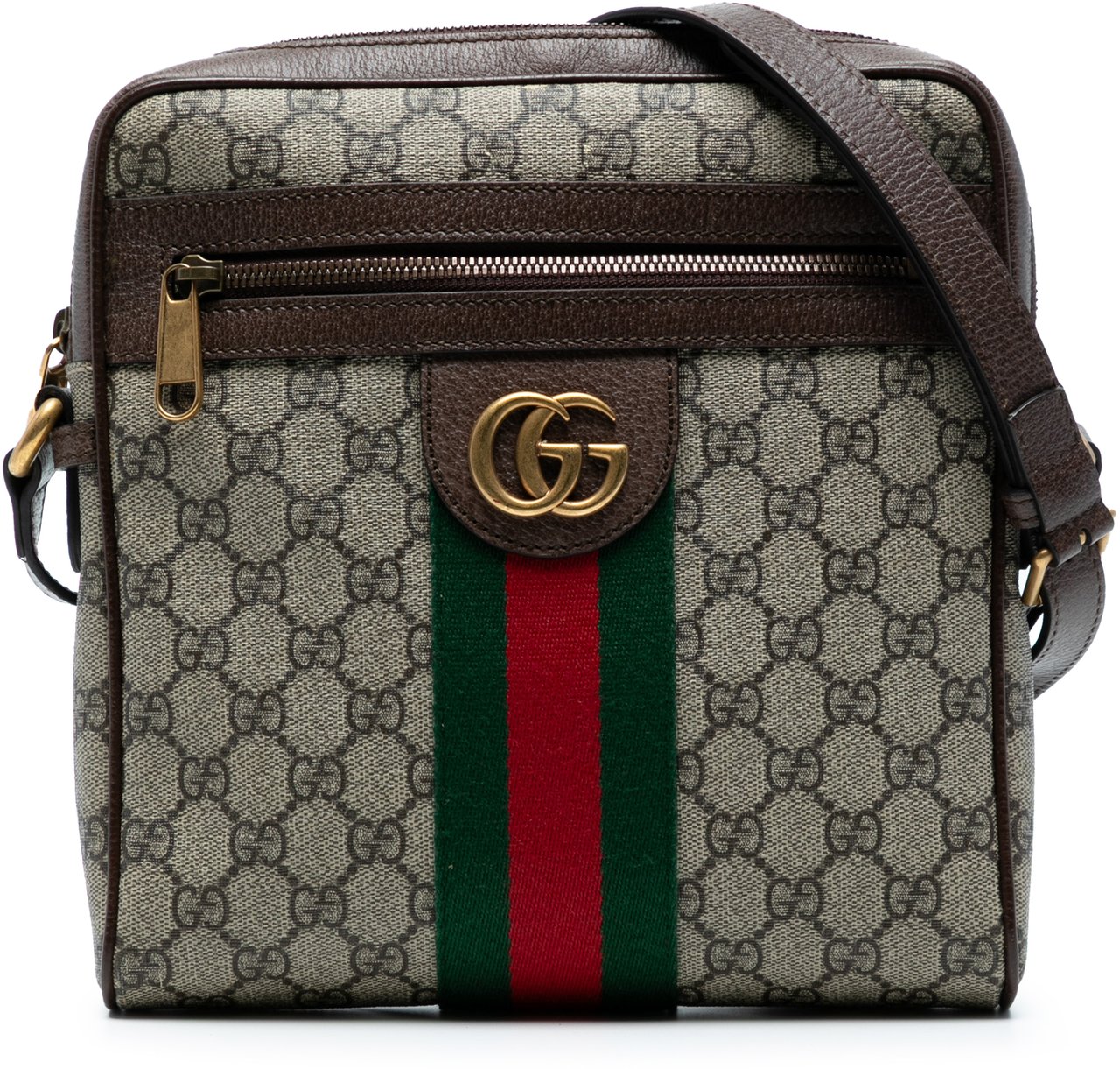 Gucci Small GG Supreme Web Ophidia Messenger Bag Bruin