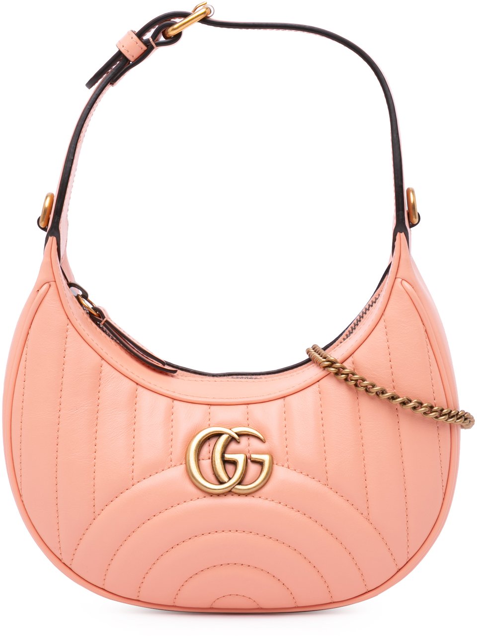 Gucci Mini Matelasse Leather GG Marmont Half Moon Hobo Roze