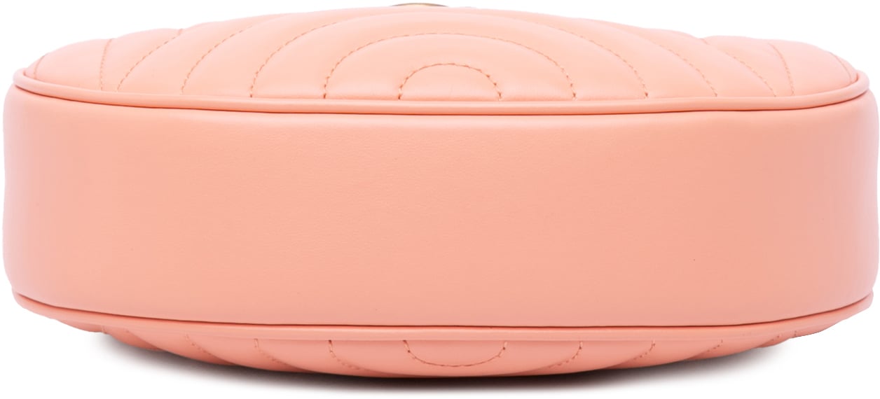 Gucci Mini Matelasse Leather GG Marmont Half Moon Hobo Roze