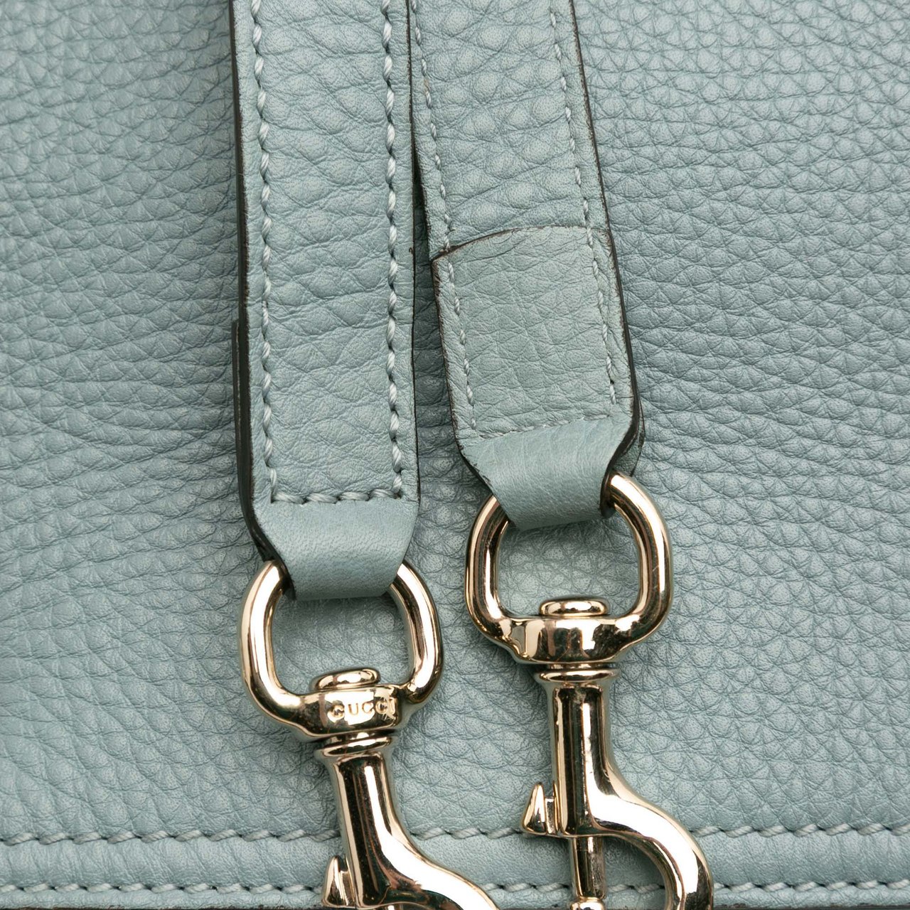 Gucci Medium Calfskin Bamboo Shopper Satchel Blauw