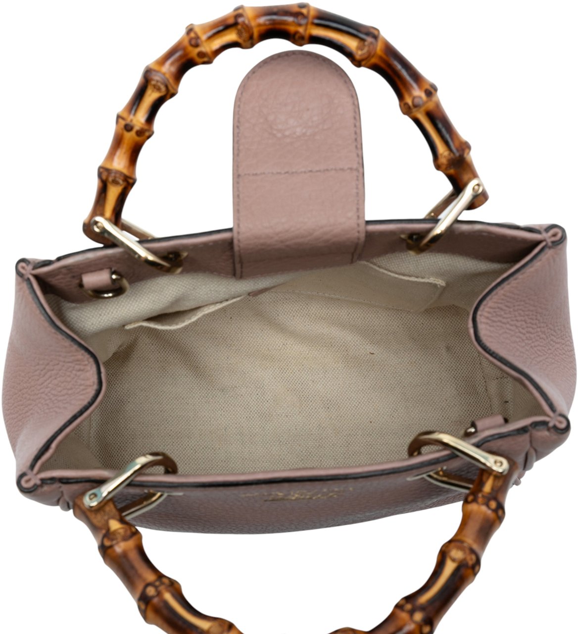 Gucci Mini Calfskin Bamboo Shopper Satchel Roze