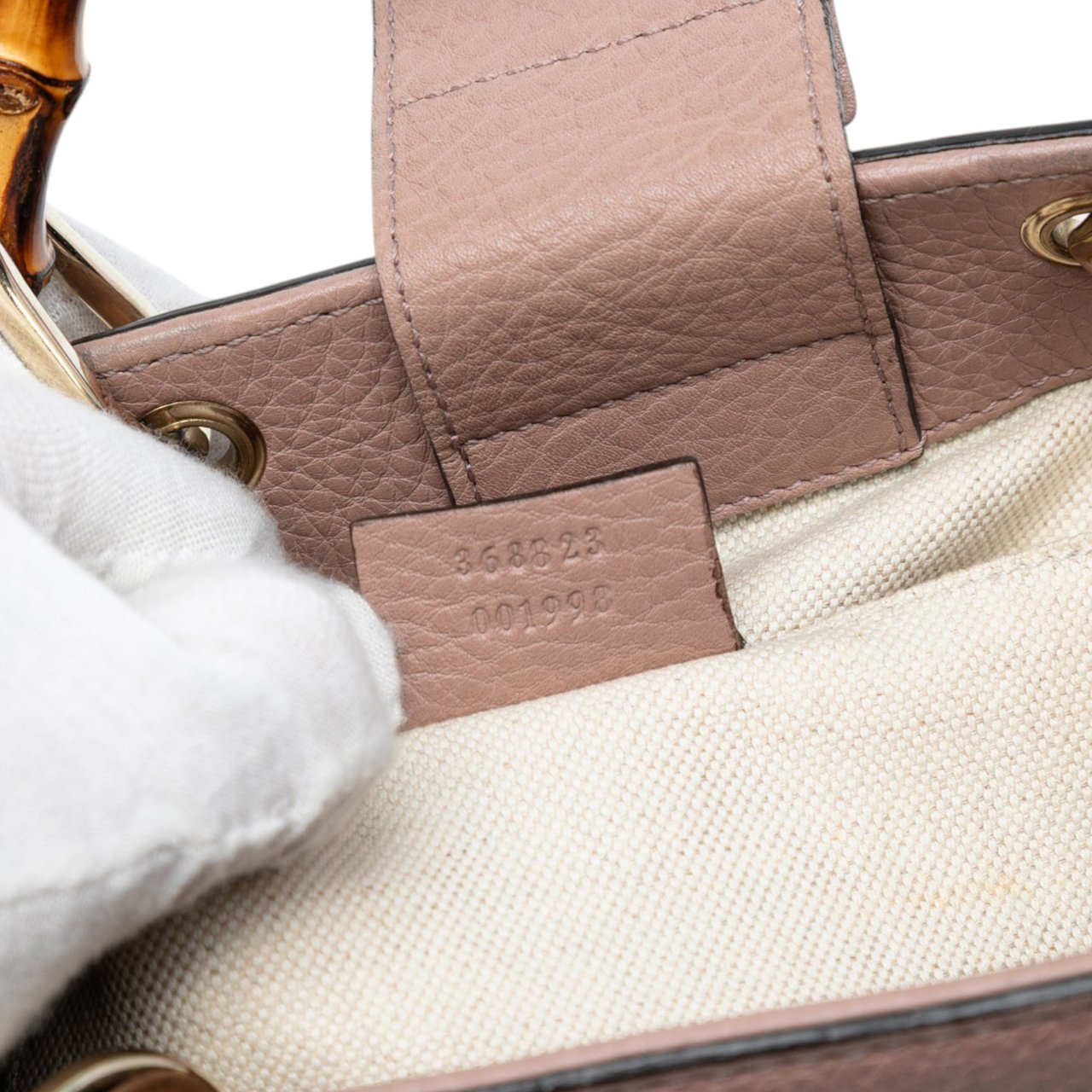 Gucci Mini Calfskin Bamboo Shopper Satchel Roze