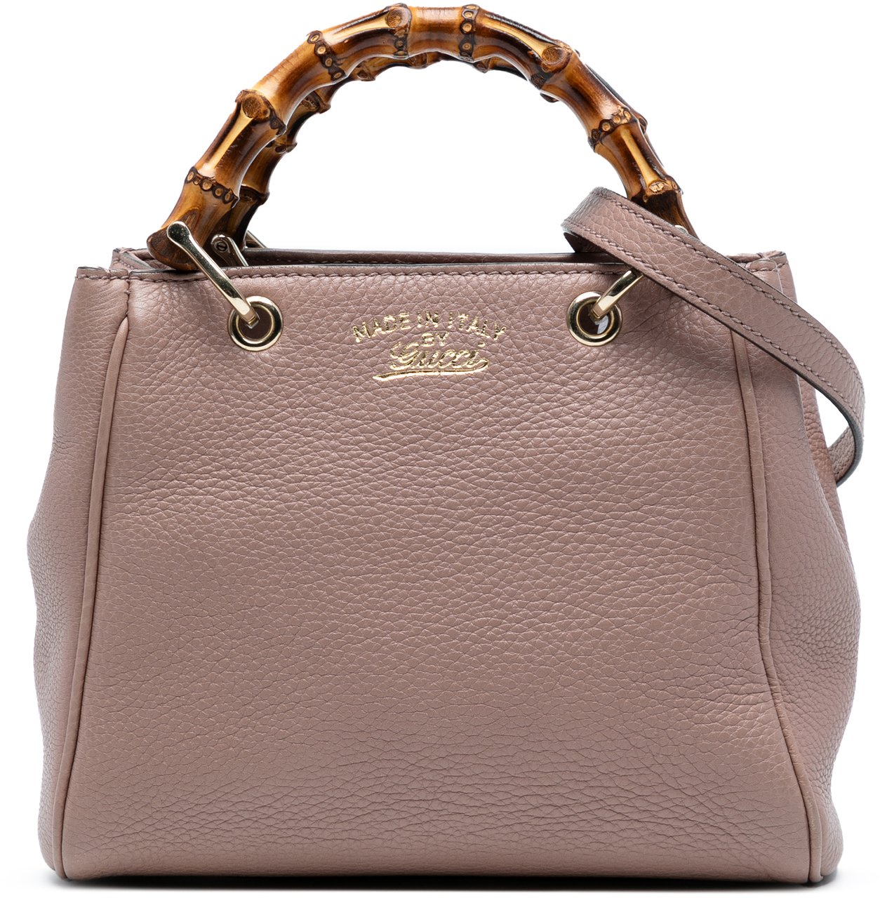 Gucci Mini Calfskin Bamboo Shopper Satchel Roze