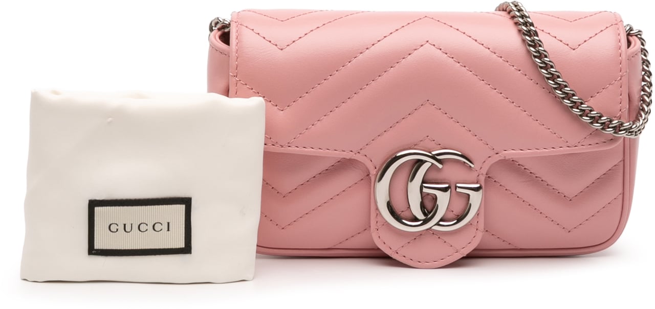 Gucci Mini GG Marmont Matelasse Leather Flap Crossbody Roze