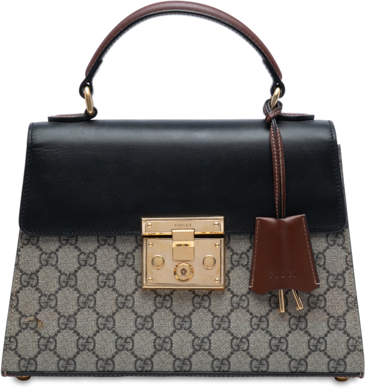 Gucci Small GG Supreme Padlock Satchel Bruin