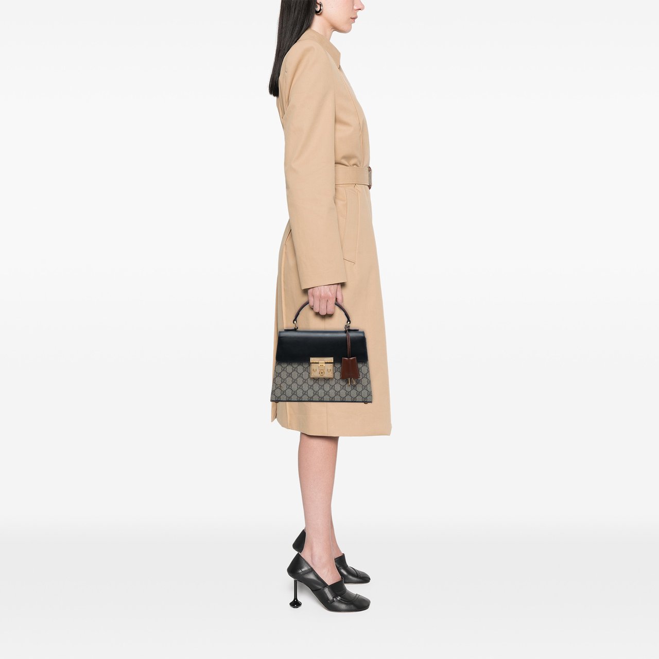 Gucci Small GG Supreme Padlock Satchel Bruin