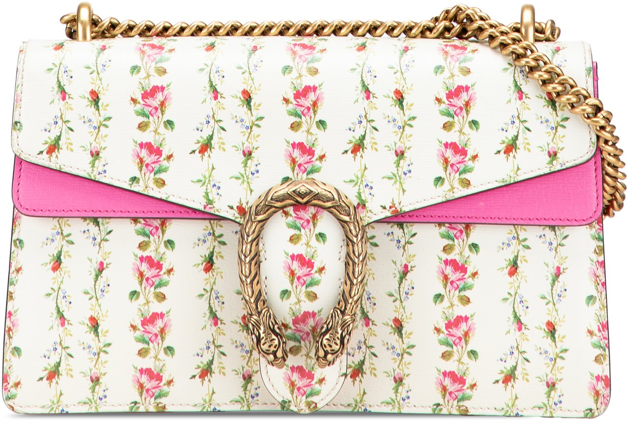 Gucci Limited Edition Small Calfskin Floral Print Dionysus Shoulder Bag Wit