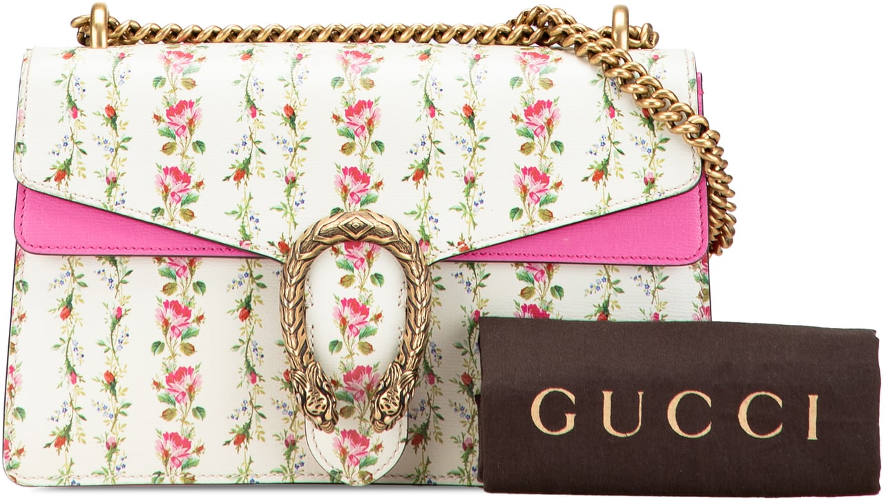 Gucci Limited Edition Small Calfskin Floral Print Dionysus Shoulder Bag Wit