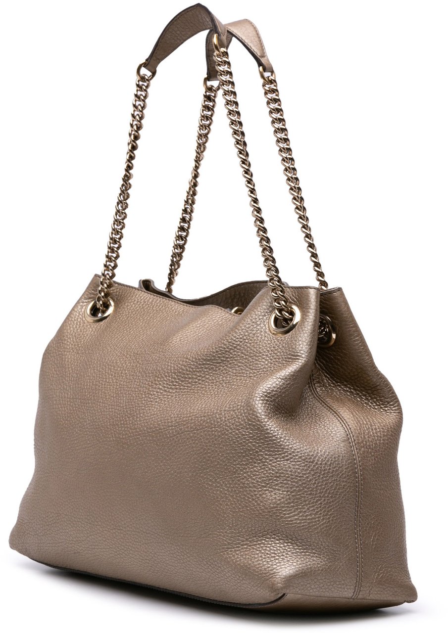 Gucci Medium Leather Soho Chain Tote Goud
