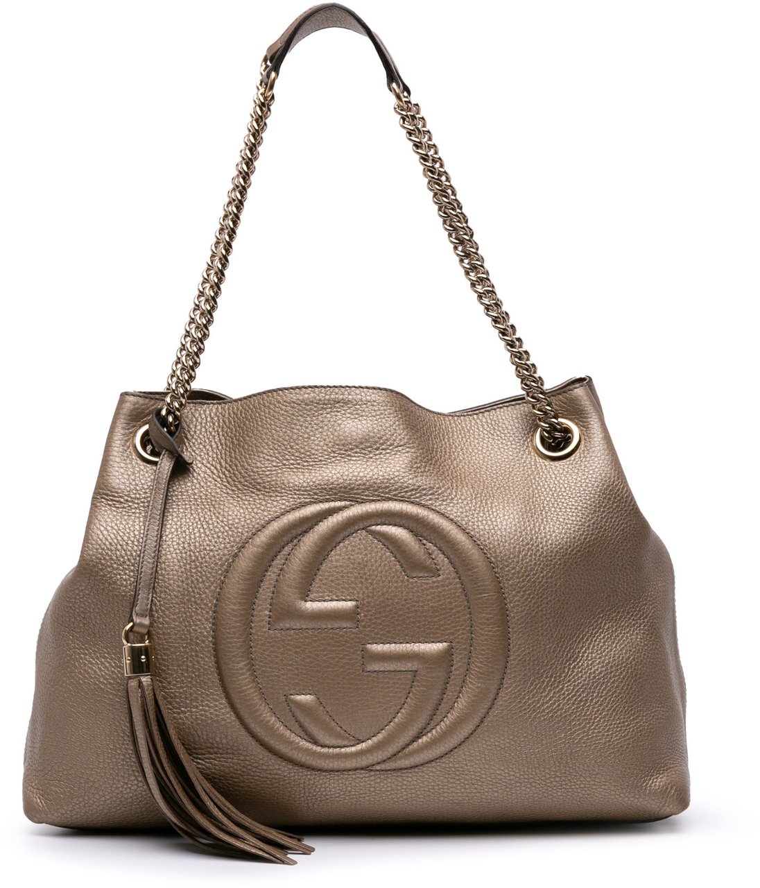 Gucci Medium Leather Soho Chain Tote Goud