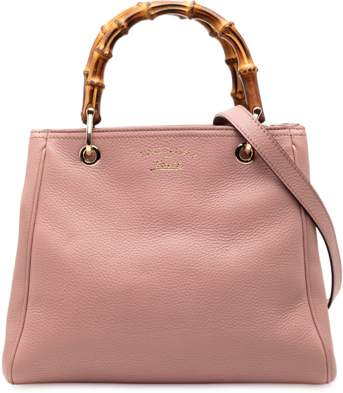 Gucci Small Calfskin Bamboo Shopper Satchel Roze