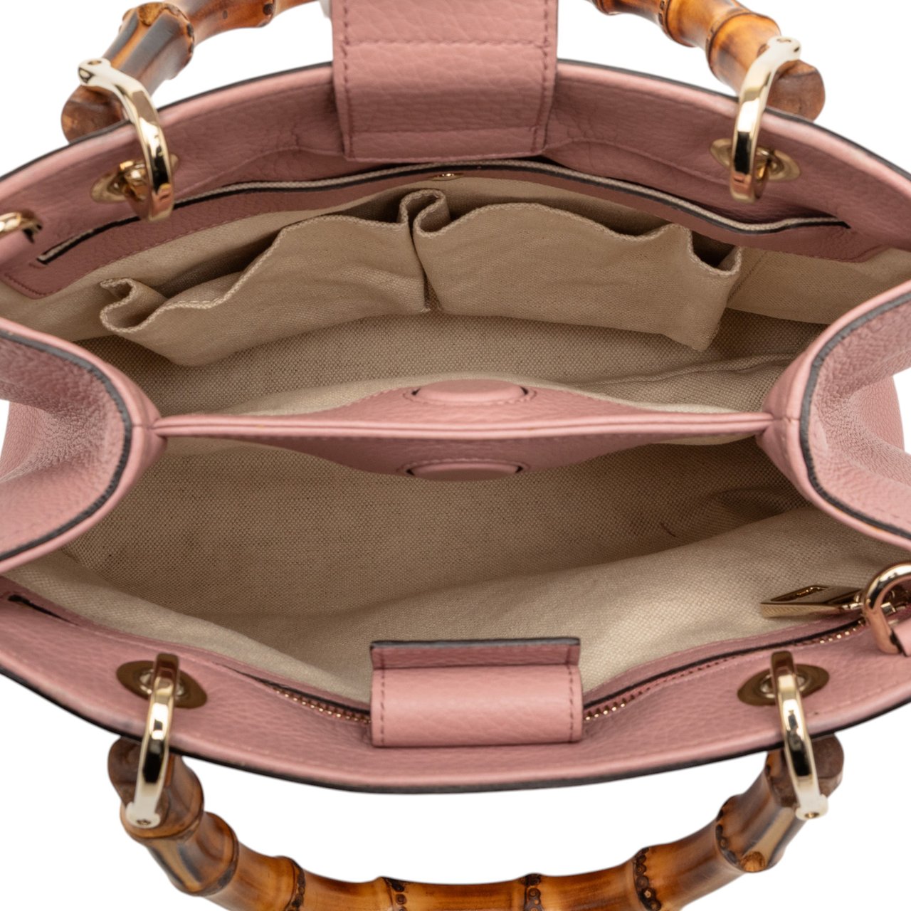 Gucci Small Calfskin Bamboo Shopper Satchel Roze