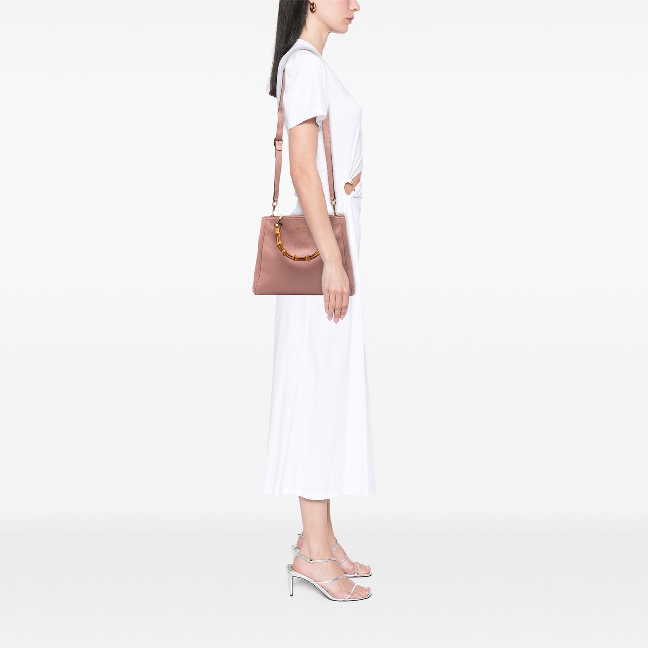 Gucci Small Calfskin Bamboo Shopper Satchel Roze