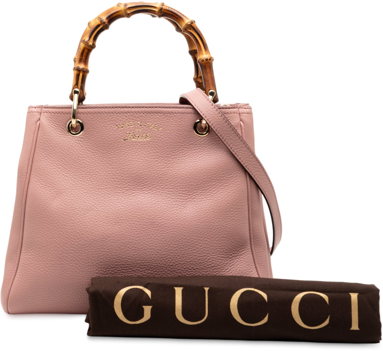 Gucci Small Calfskin Bamboo Shopper Satchel Roze