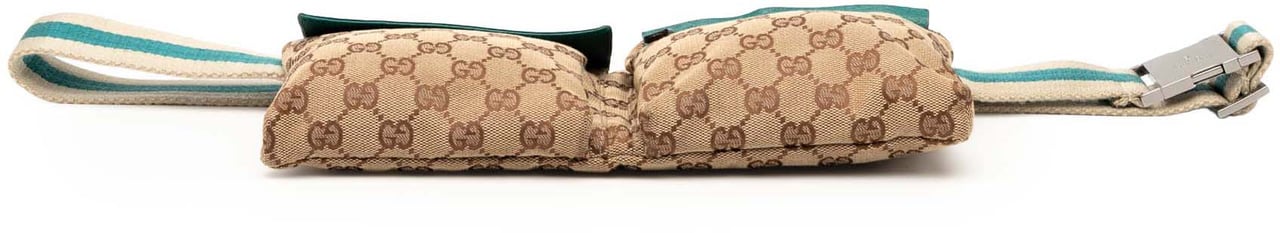 Gucci GG Canvas Web Double Pocket Belt Bag Bruin