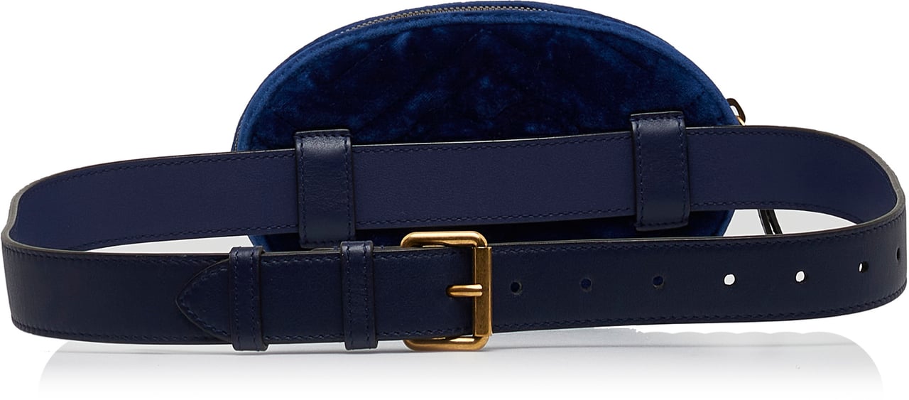 Gucci GG Marmont Velvet Matelasse Belt Bag Blauw