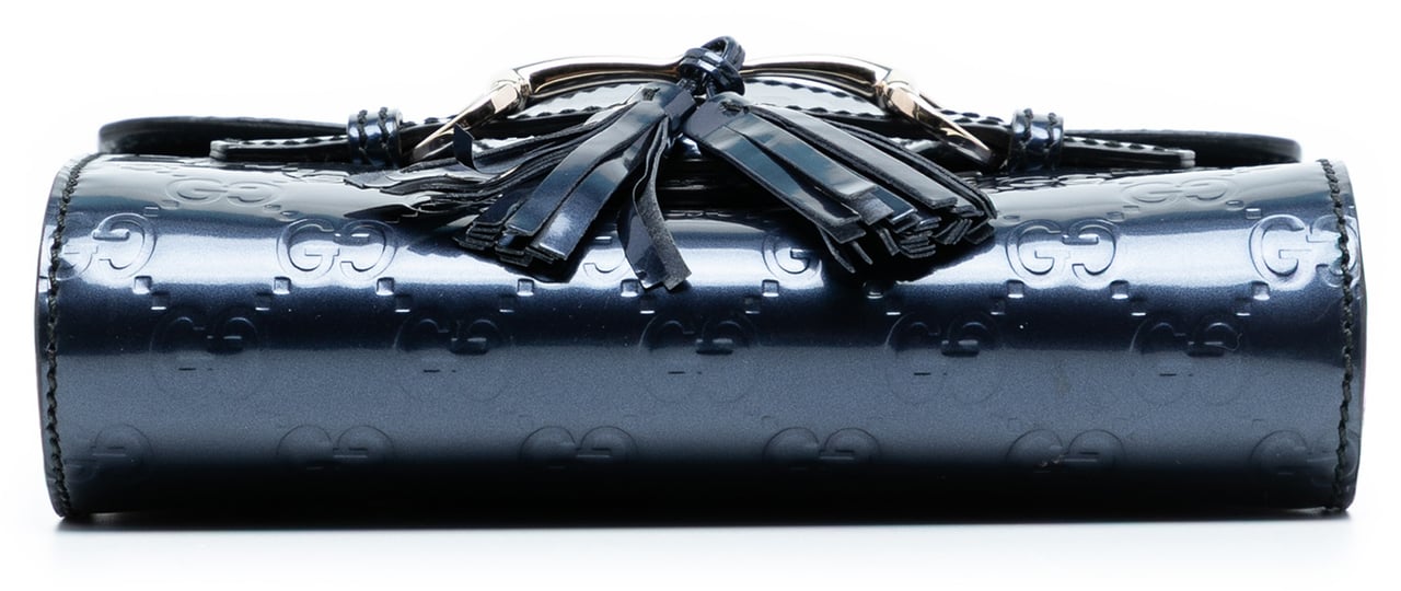 Gucci Mini Patent Guccissima Emily Crossbody Blauw