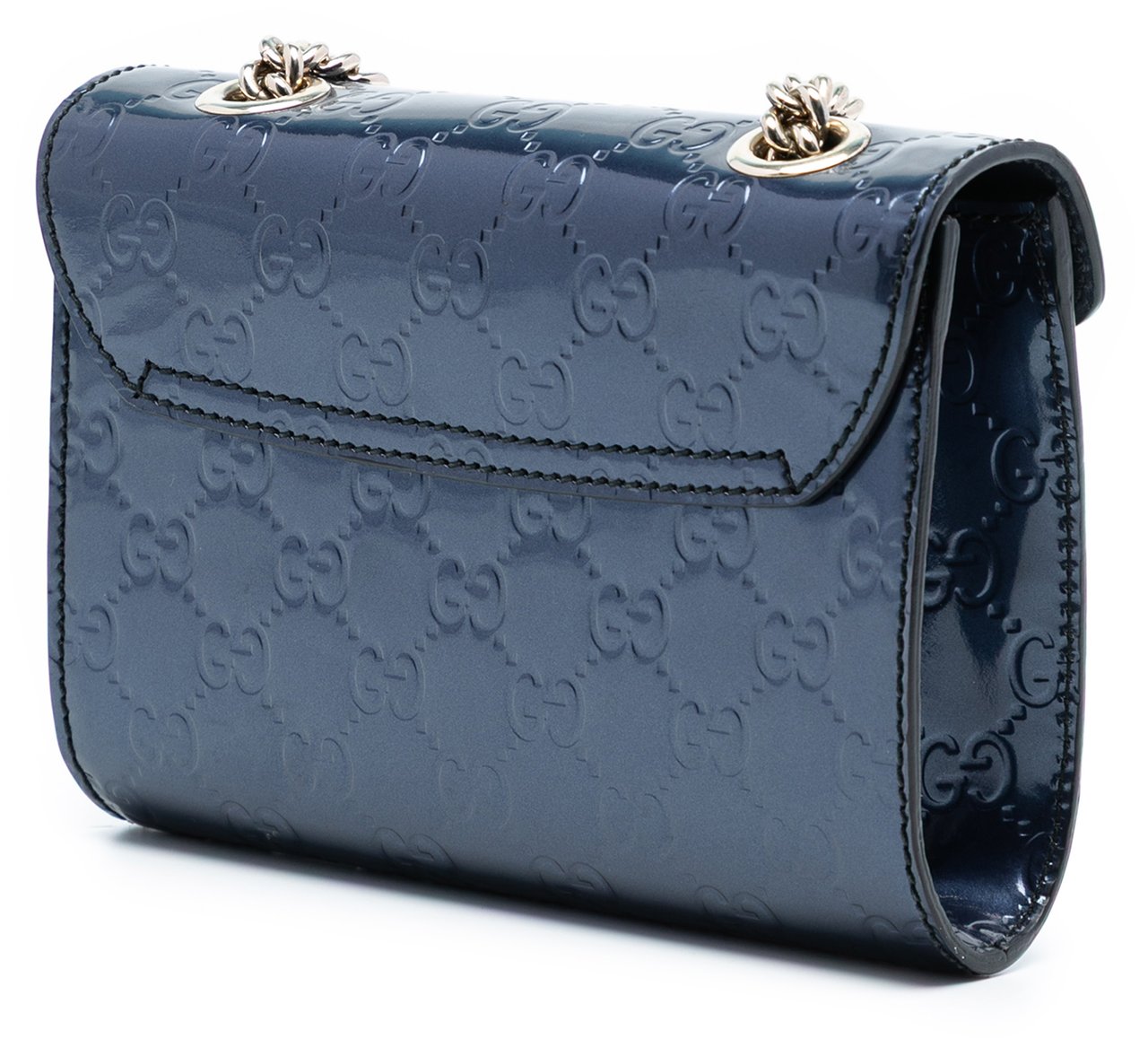 Gucci Mini Patent Guccissima Emily Crossbody Blauw