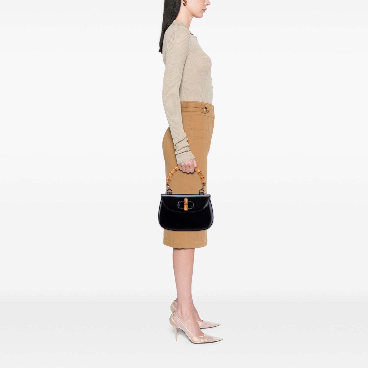 Gucci Calfskin Bamboo Night Zwart