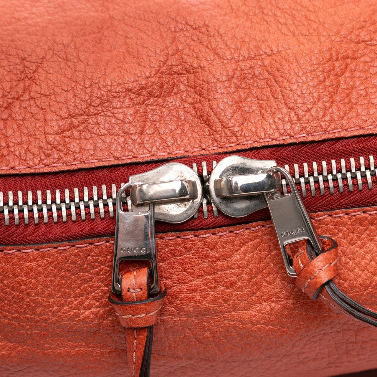 Gucci Medium Leather Bamboo Bar Tote Oranje