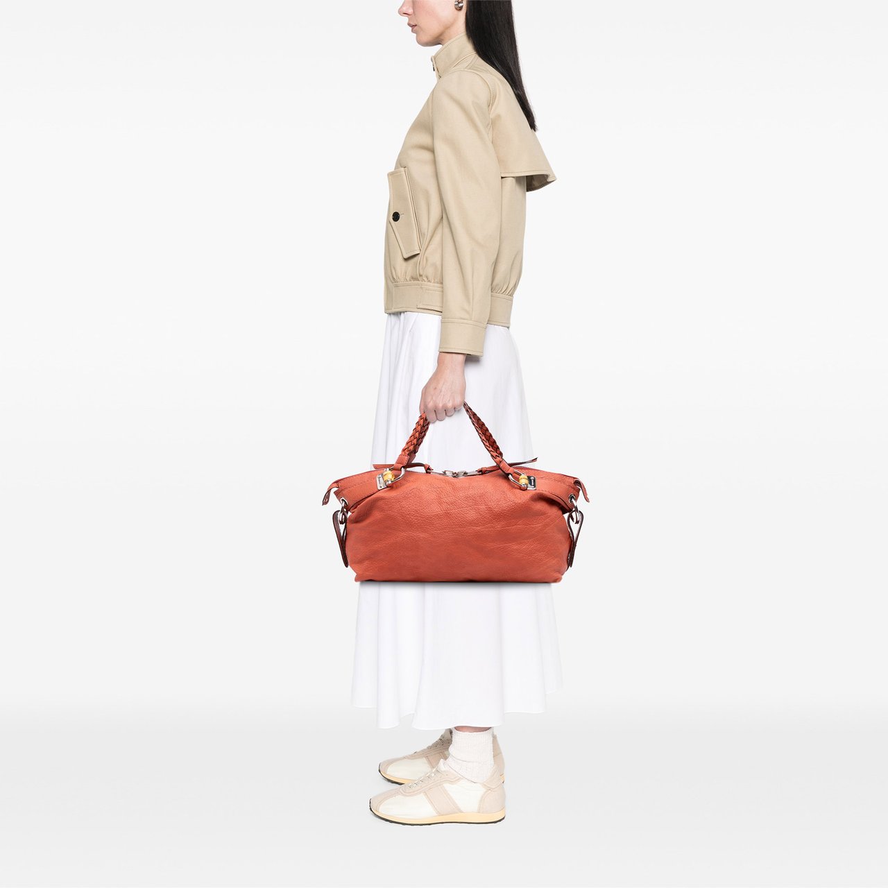 Gucci Medium Leather Bamboo Bar Tote Oranje