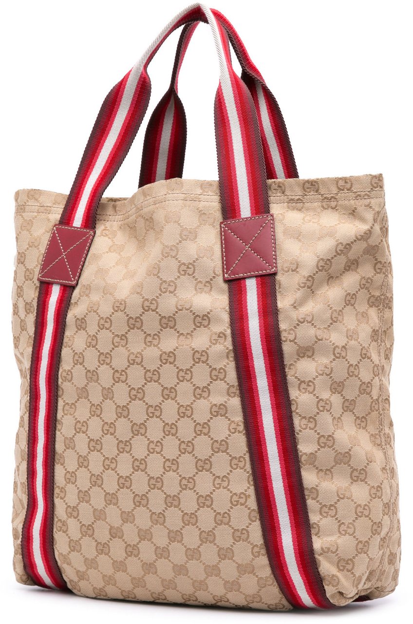 Gucci GG Canvas Web Tote Bruin