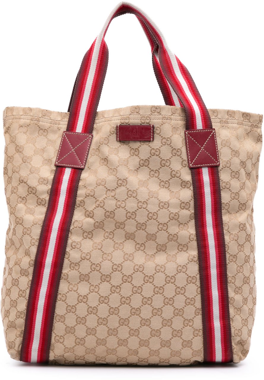 Gucci GG Canvas Web Tote Bruin