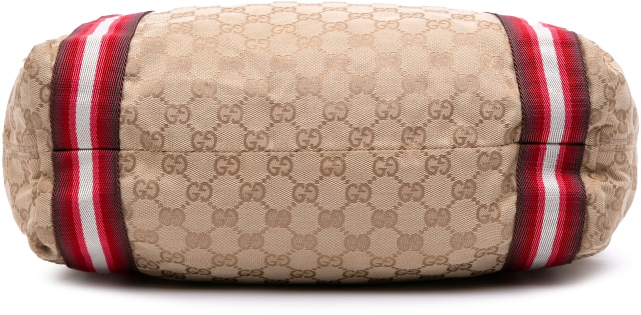 Gucci GG Canvas Web Tote Bruin