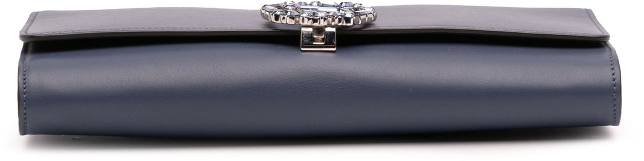 Gucci Calfskin Crystal Broadway Clutch Blauw