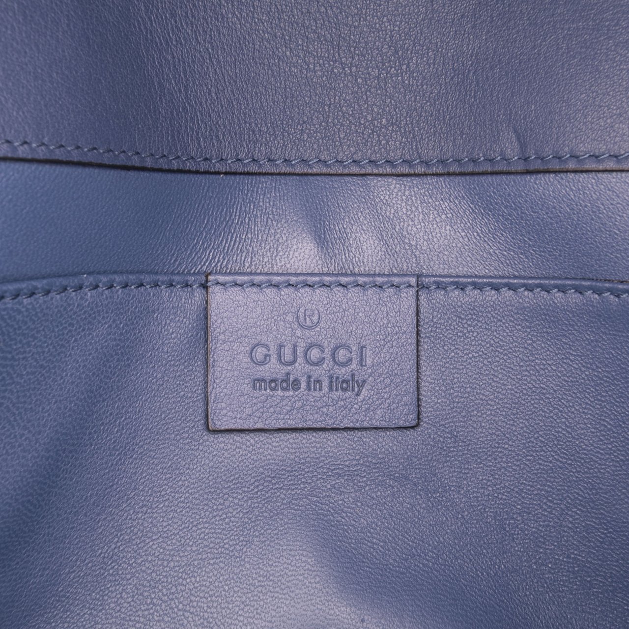 Gucci Calfskin Crystal Broadway Clutch Blauw