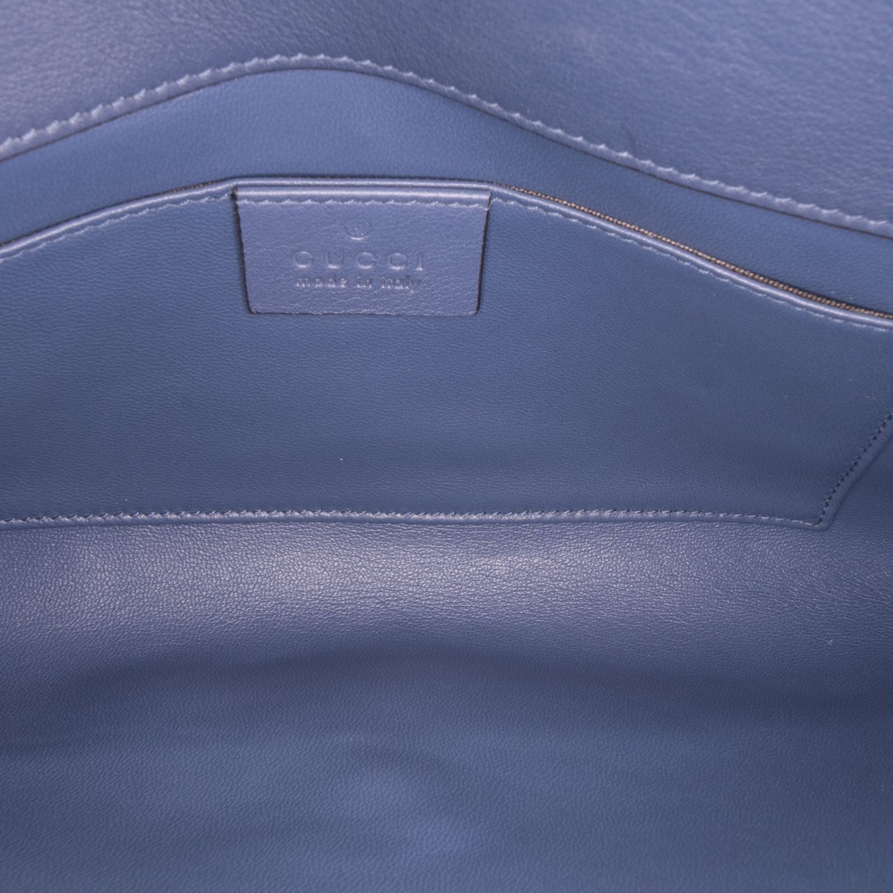Gucci Calfskin Crystal Broadway Clutch Blauw