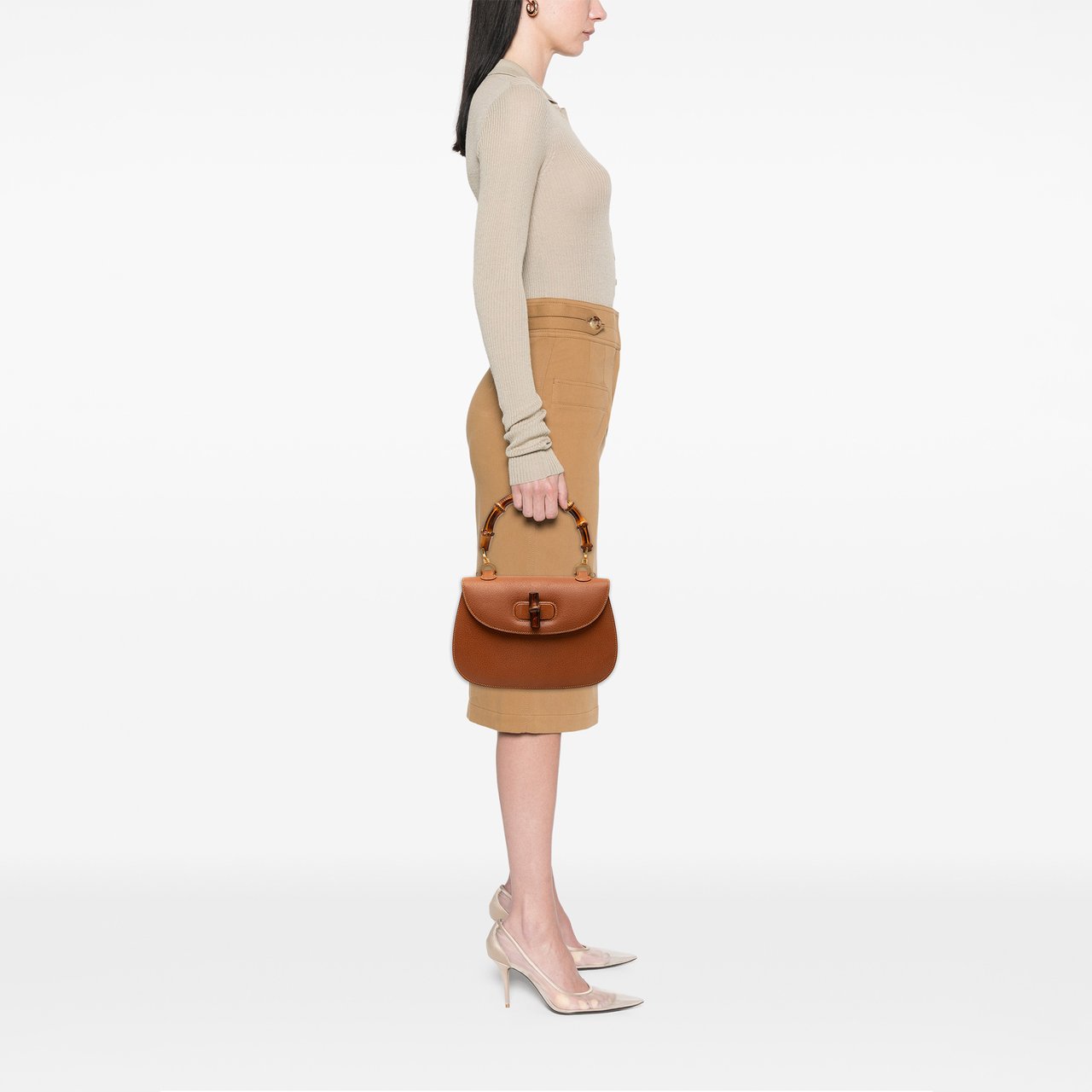 Gucci Grained Calfskin Bamboo Night Bruin